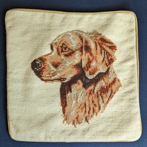 Handcrafted Irish Setter Needlepoint Pillow Cover